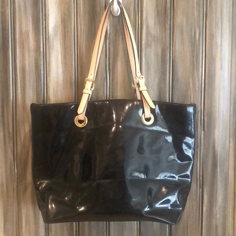 Black monogrammed Michael Kors tote